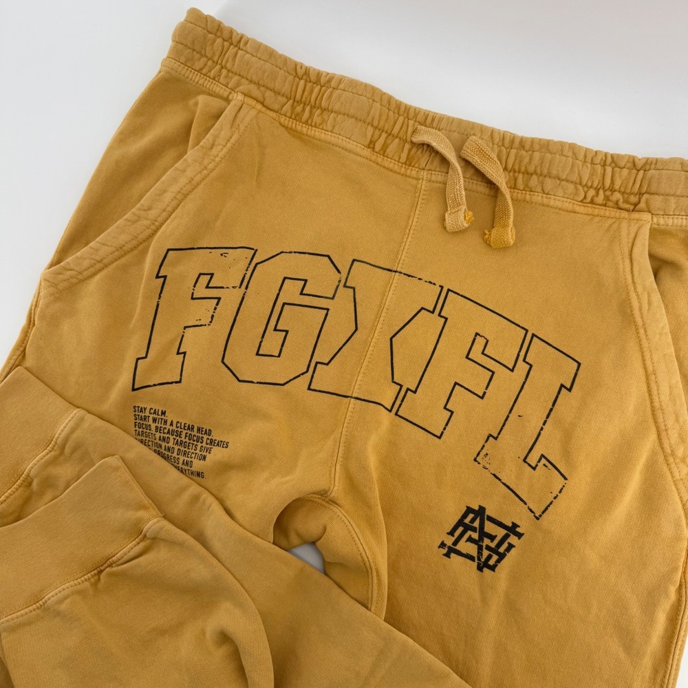 Flag Nor Fail FGXFL Arch Sweatpants Mens XL Mustard Yellow Joggers Gym Wear Flaw